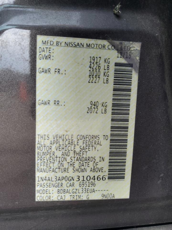 1n4al3ap0gn310466 1N4AL3AP0GN310466 2016 Nissan Altima 2.5