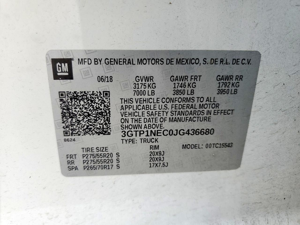 2018 GMC Sierra C1500 Slt VIN: 3GTP1NEC0JG436680 Lot: 64639195