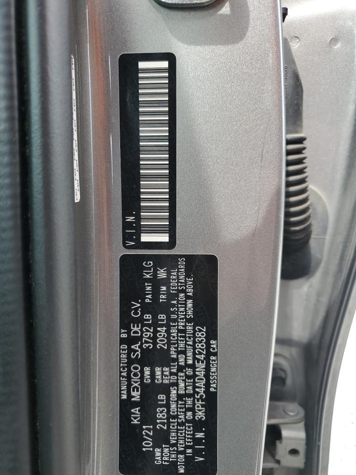 2022 Kia Forte Gt Line VIN: 3KPF54AD4NE428382 Lot: 62876615