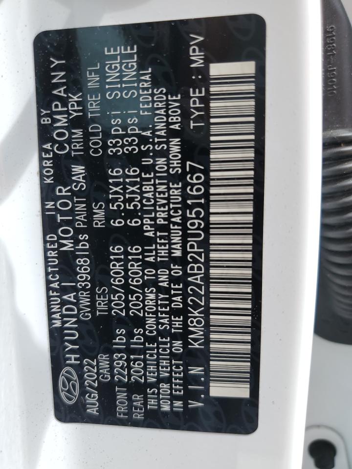 2023 Hyundai Kona Se VIN: KM8K22AB2PU951667 Lot: 64036755