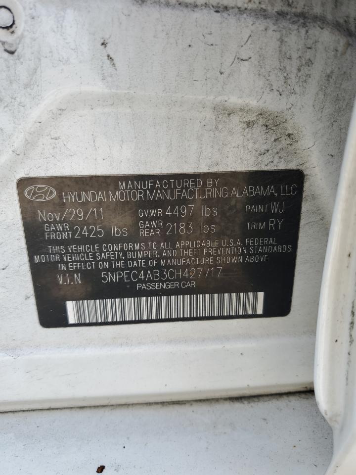 2012 Hyundai Sonata Se VIN: 5NPEC4AB3CH427717 Lot: 65482985