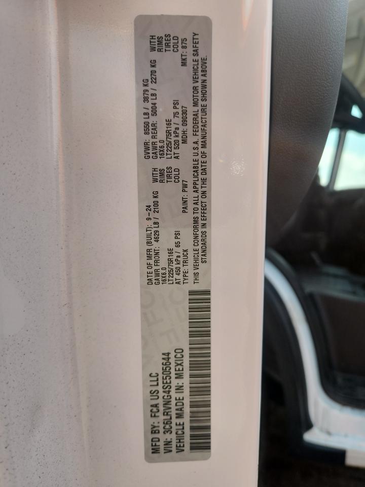 2025 Ram Promaster 1500 1500 Standard VIN: 3C6LRVNG4SE505644 Lot: 66908835