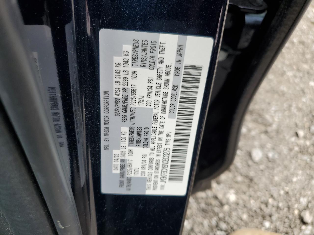 2022 Mazda Cx-5 Preferred VIN: JM3KFBCM8N0603276 Lot: 64793255