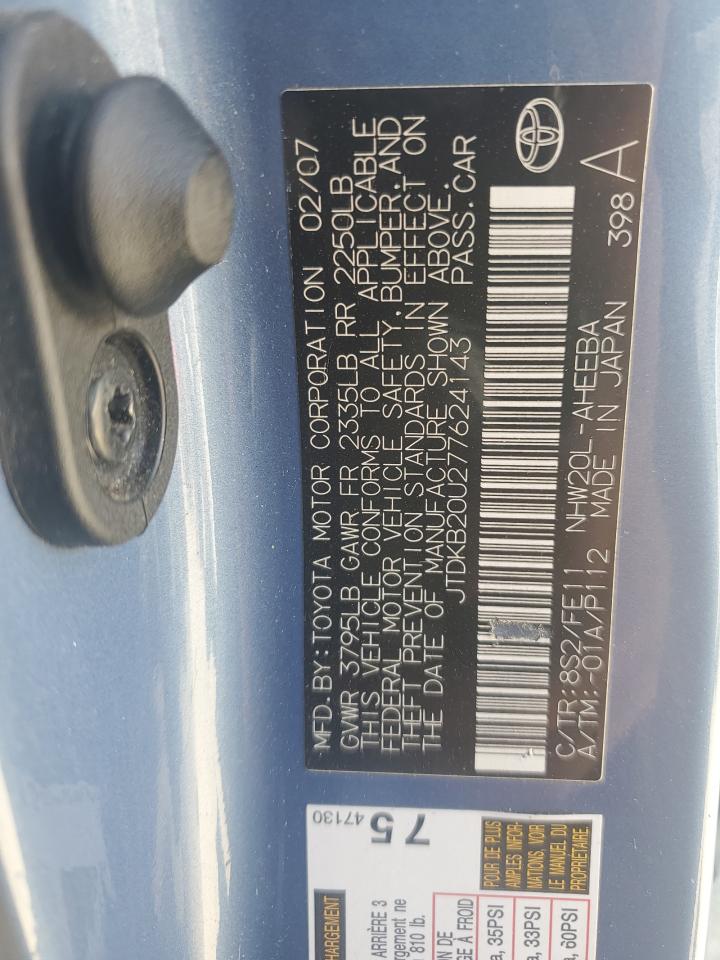 2007 Toyota Prius VIN: JTDKB20U277624143 Lot: 65477505