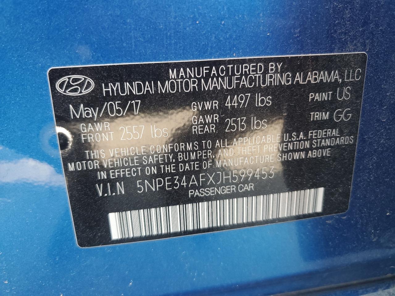 2018 Hyundai Sonata Sport VIN: 5NPE34AFXJH599453 Lot: 66158915