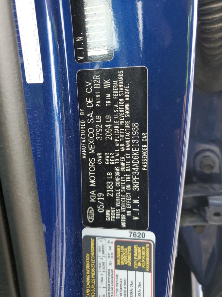 2019 Kia Forte Gt Line VIN: 3KPF34AD6KE131938 Lot: 64752115