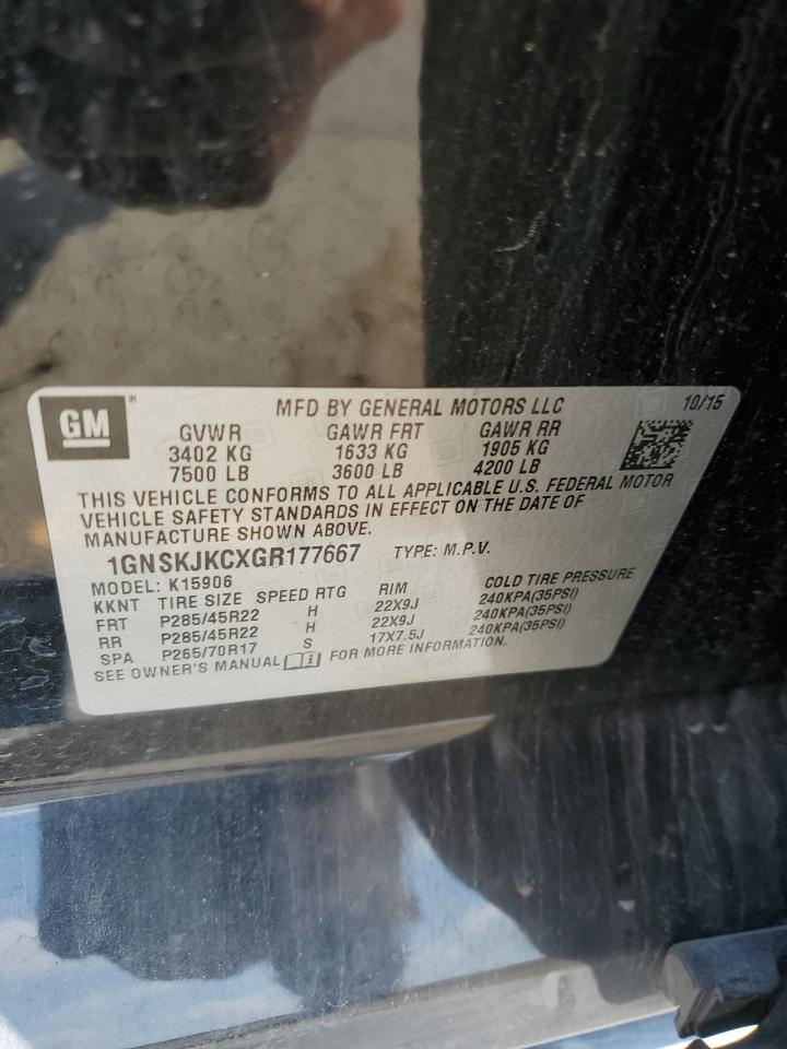 2016 Chevrolet Suburban K1500 Ltz VIN: 1GNSKJKCXGR177667 Lot: 63980795