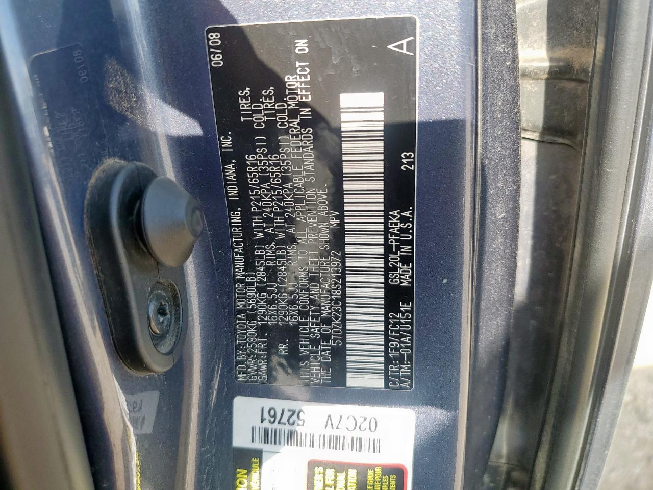 2008 Toyota Sienna Ce VIN: 5TDZK23C18S213972 Lot: 64382805