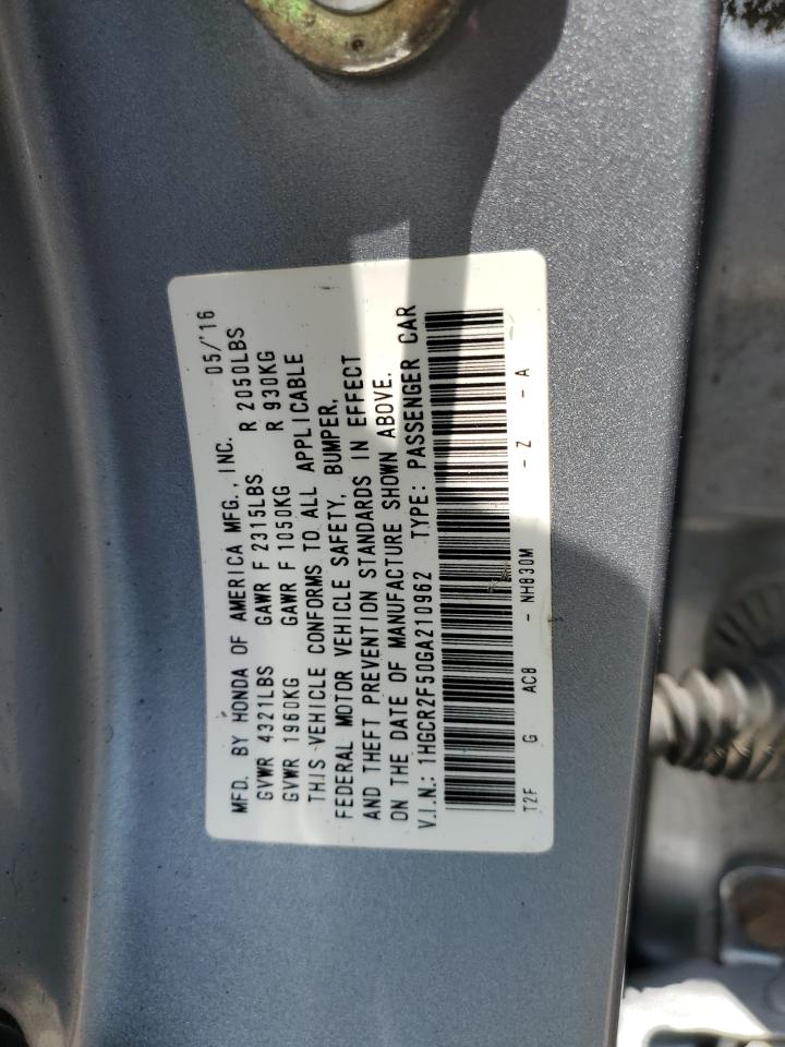 2016 Honda Accord Sport VIN: 1HGCR2F50GA210962 Lot: 65281135