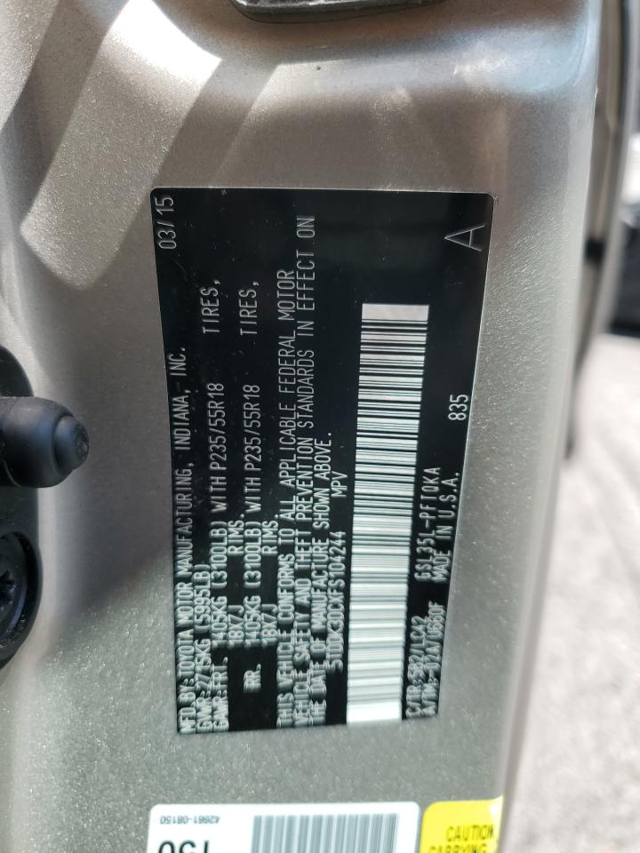 2015 Toyota Sienna Xle VIN: 5TDDK3DCXFS104244 Lot: 65391655