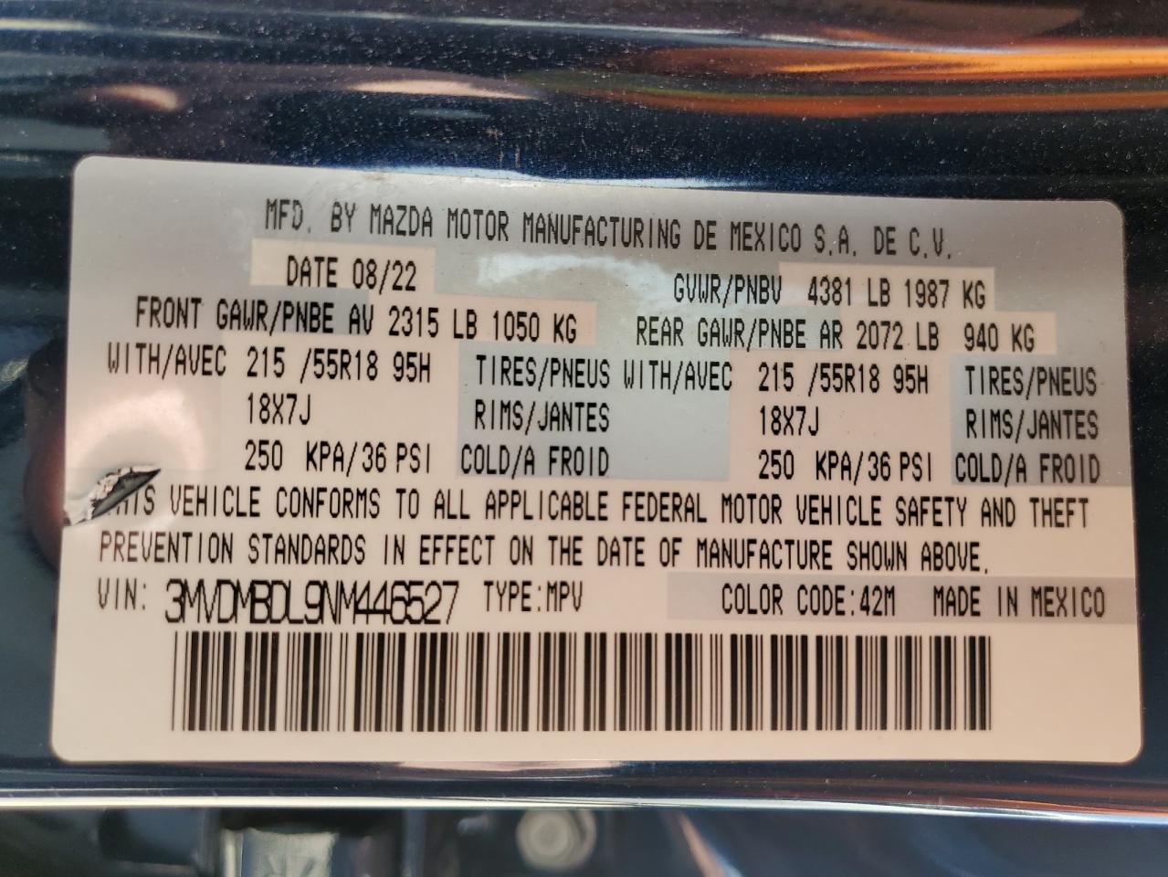 2022 Mazda Cx-30 Premium VIN: 3MVDMBDL9NM446527 Lot: 63291275
