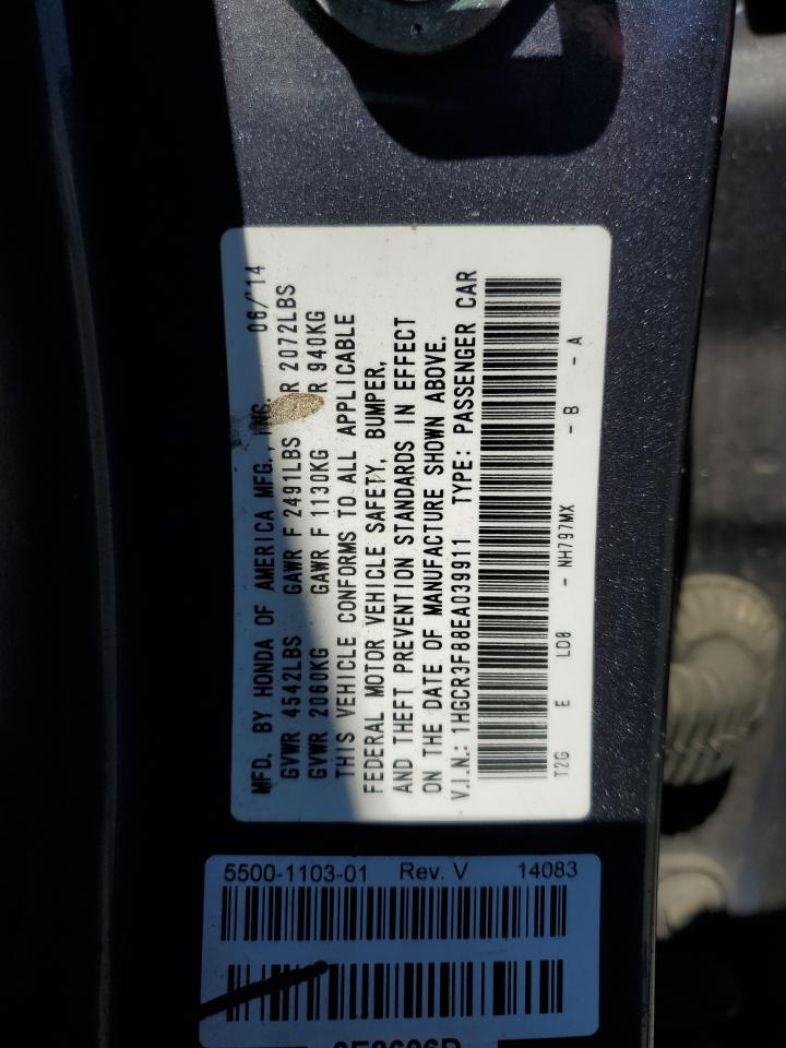 2014 Honda Accord Exl VIN: 1HGCR3F88EA039911 Lot: 64888825
