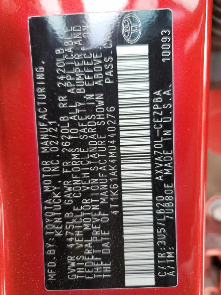 2021 Toyota Camry Xse VIN: 4T1K61AK4MU440276 Lot: 66518015