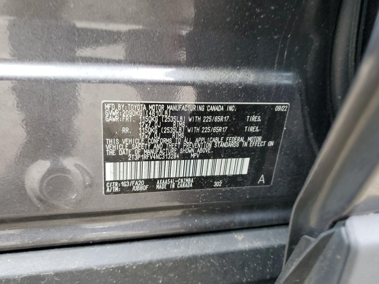 2022 Toyota Rav4 Xle VIN: 2T3P1RFV4NC313284 Lot: 62772615