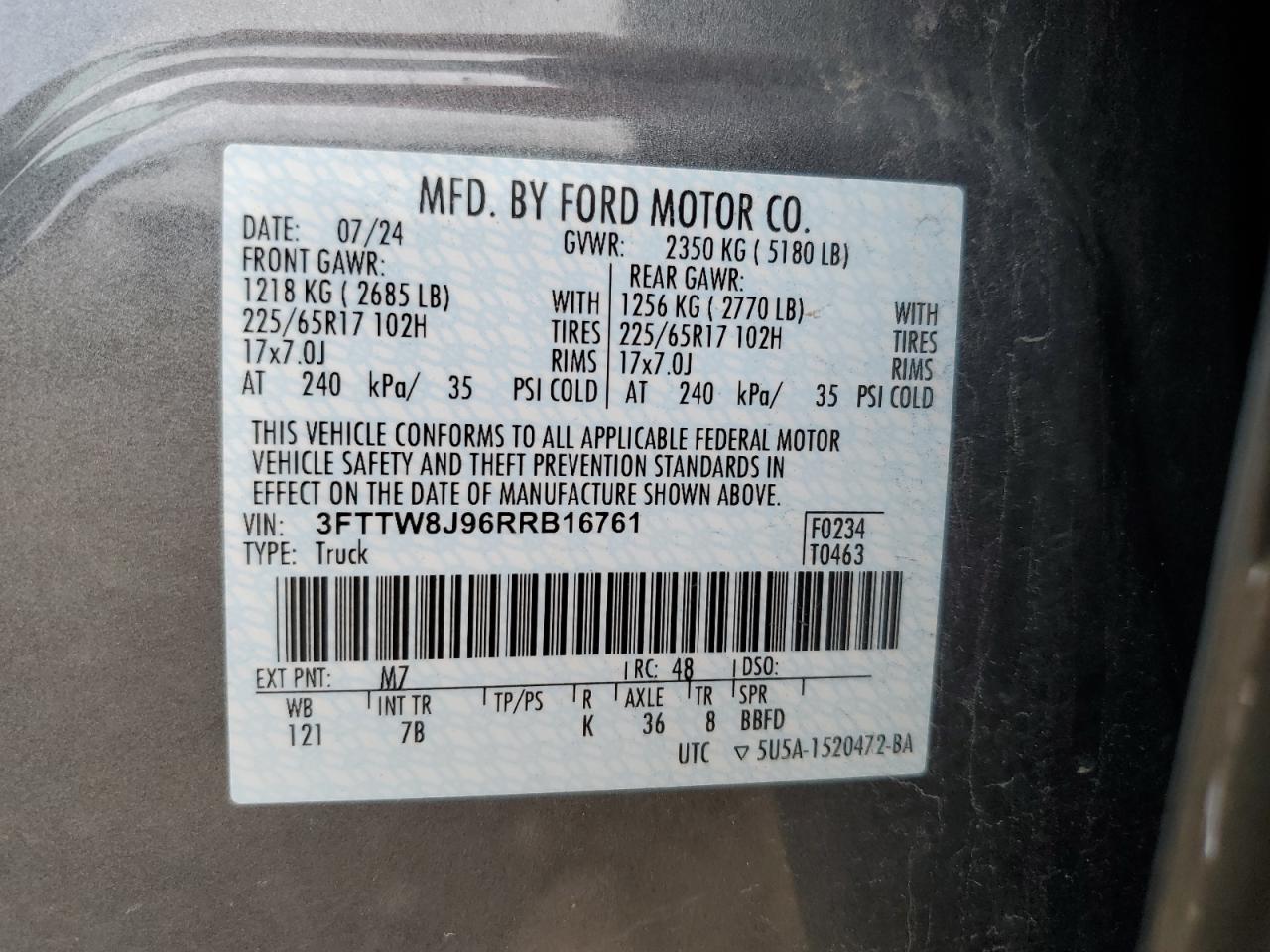 3fttw8j96rrb16761 3FTTW8J96RRB16761 2024 Ford Maverick Xlt