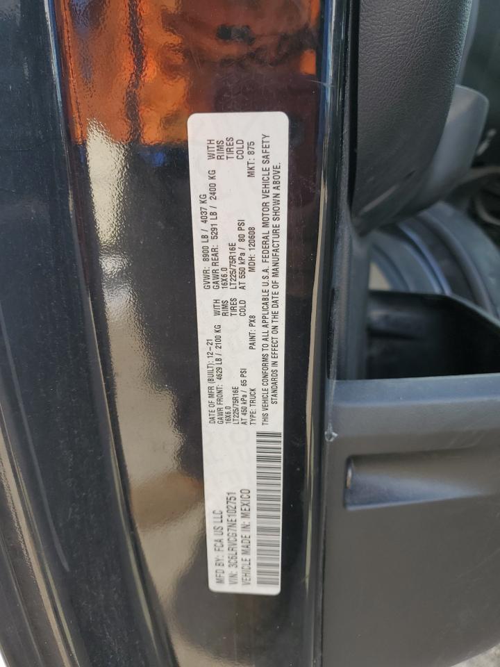 2022 Ram Promaster 2500 2500 High VIN: 3C6LRVCG7NE102751 Lot: 63925235