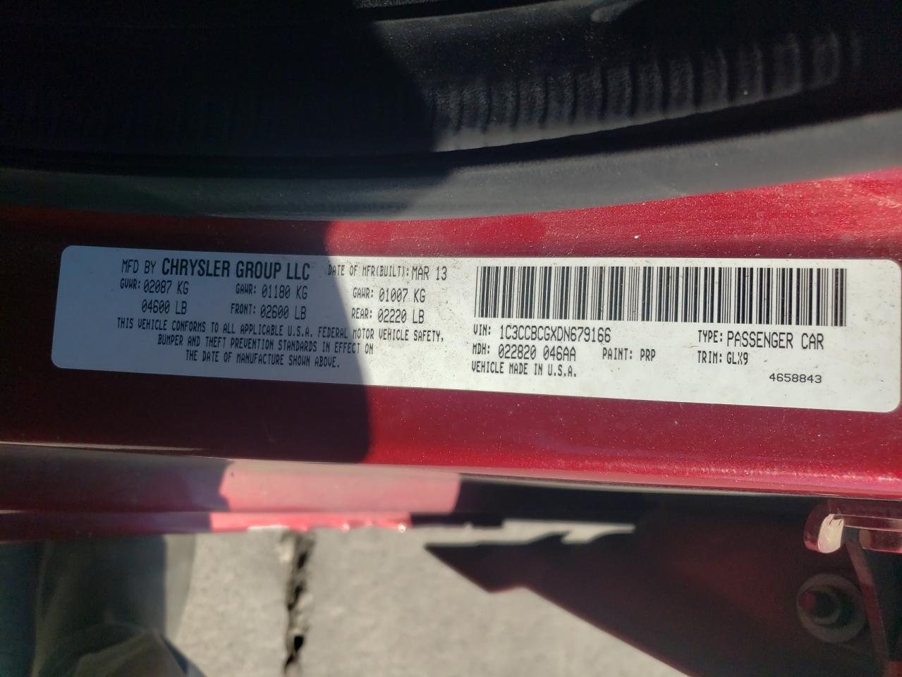 2013 Chrysler 200 Limited VIN: 1C3CCBCGXDN679166 Lot: 66230965