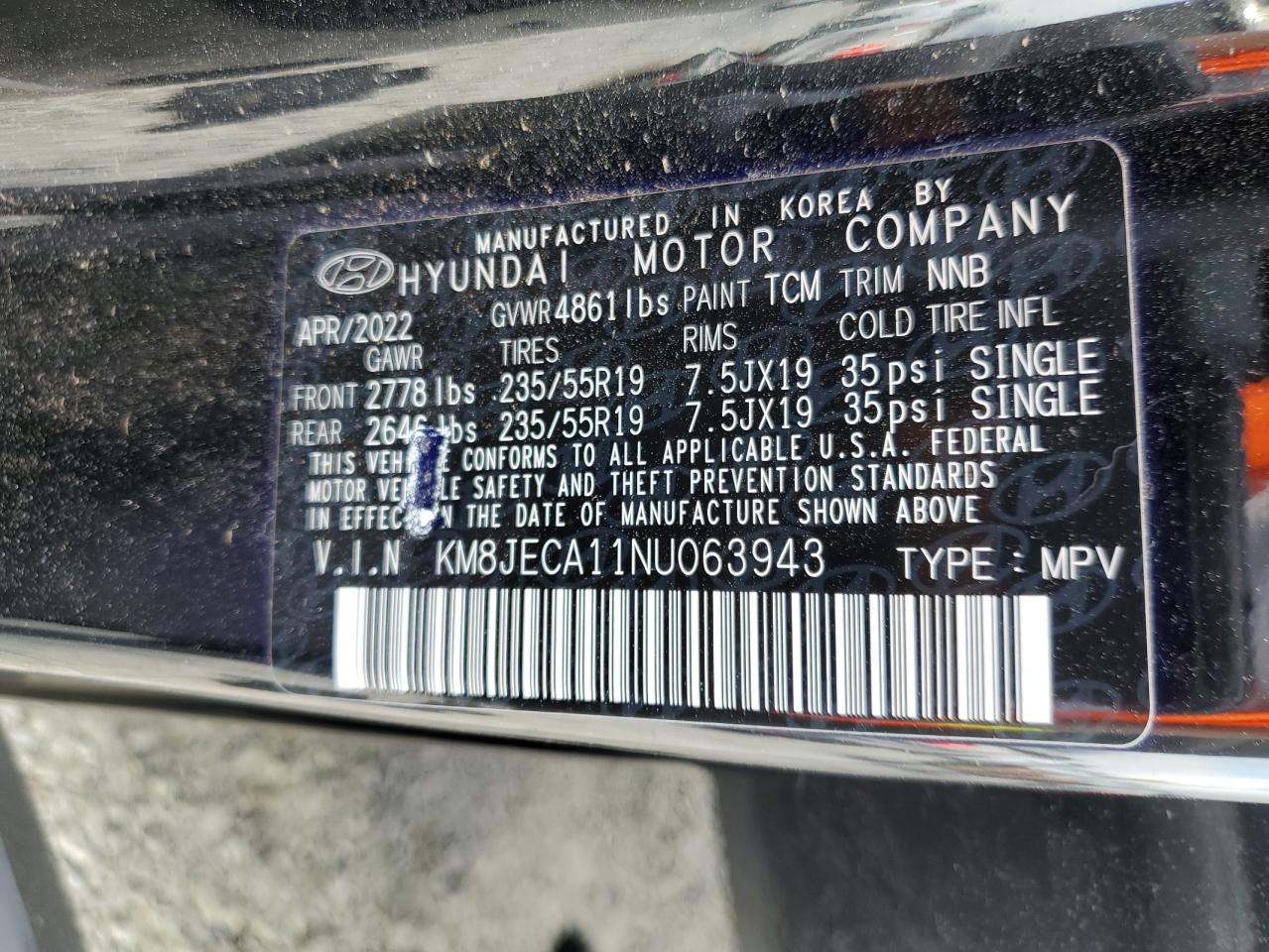 2022 Hyundai Tucson Limited VIN: KM8JECA11NU063943 Lot: 63148125