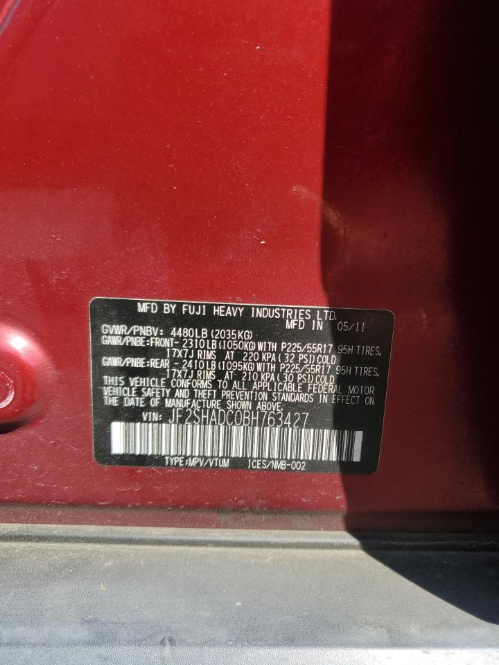 2011 Subaru Forester 2.5X Premium VIN: JF2SHADC0BH763427 Lot: 65216455