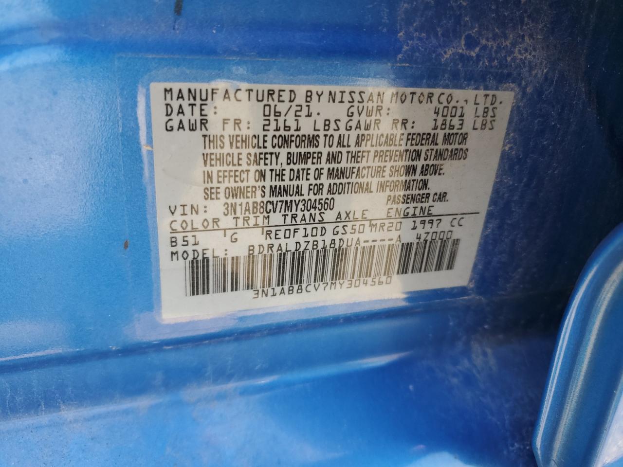 2021 Nissan Sentra Sv VIN: 3N1AB8CV7MY304560 Lot: 63812035
