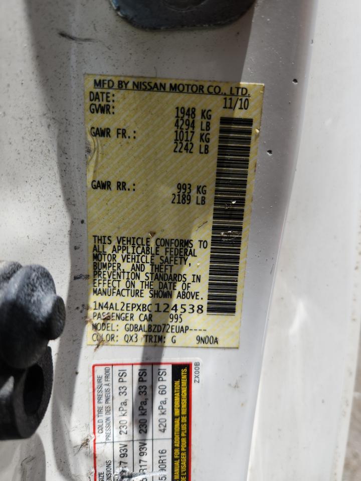 2011 Nissan Altima S VIN: 1N4AL2EPXBC124538 Lot: 62833595