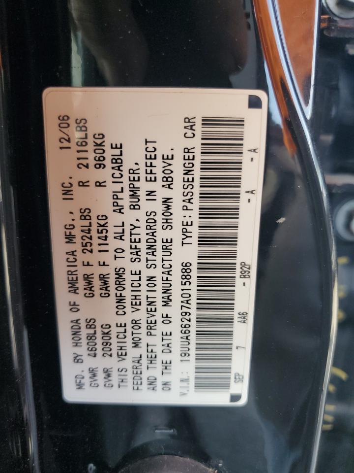 19uua66297a015886 19UUA66297A015886 2007 Acura Tl