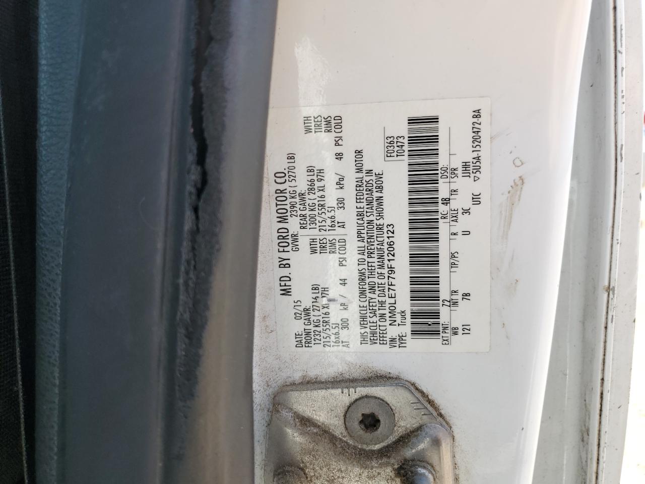 2015 Ford Transit Connect Xlt VIN: NM0LE7F79F1206123 Lot: 62928165