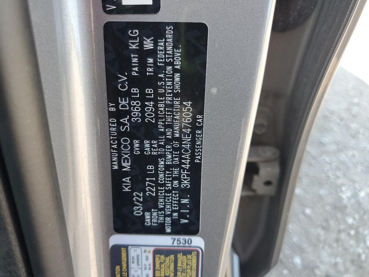 2022 Kia Forte Gt VIN: 3KPF44AC4NE476054 Lot: 63502535