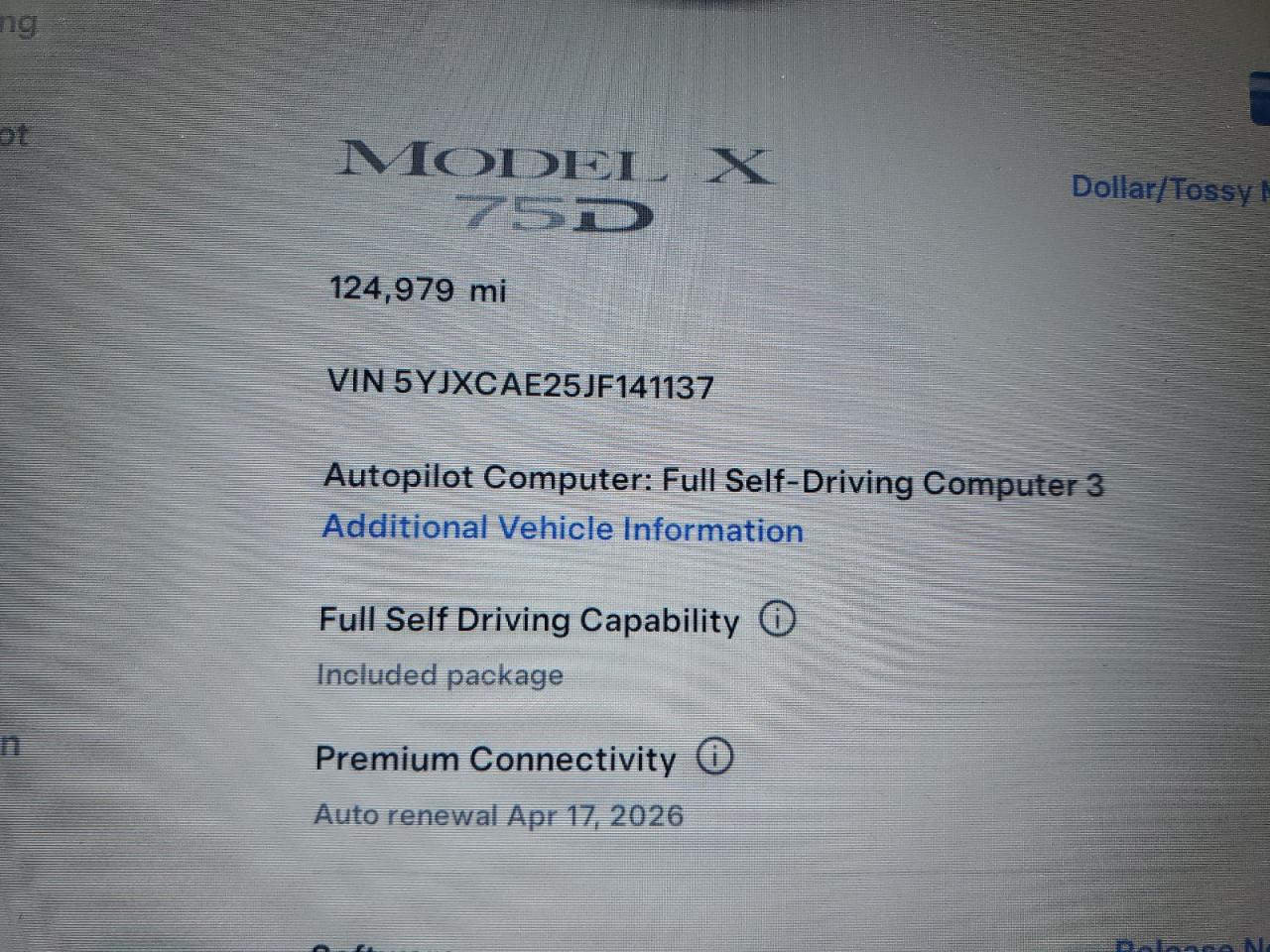 2018 Tesla Model X VIN: 5YJXCAE25JF141137 Lot: 62964925
