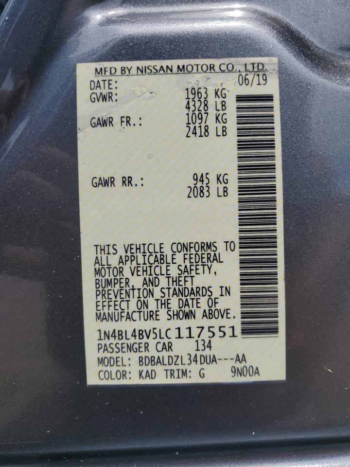 2020 Nissan Altima S VIN: 1N4BL4BV5LC117551 Lot: 65415785