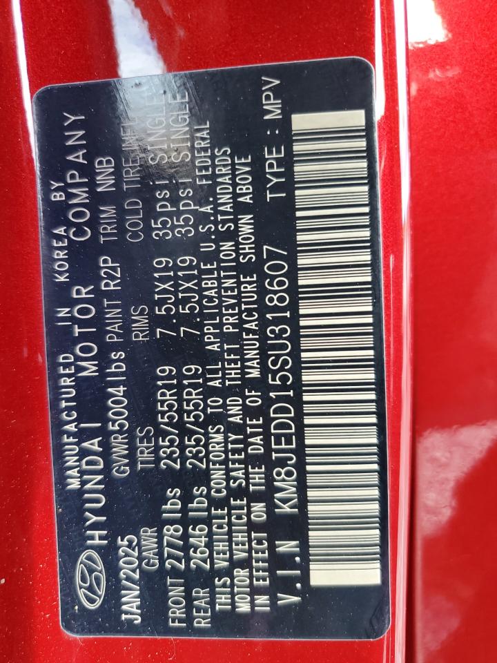 2025 Hyundai Tucson Limited VIN: KM8JEDD15SU318607 Lot: 64826975