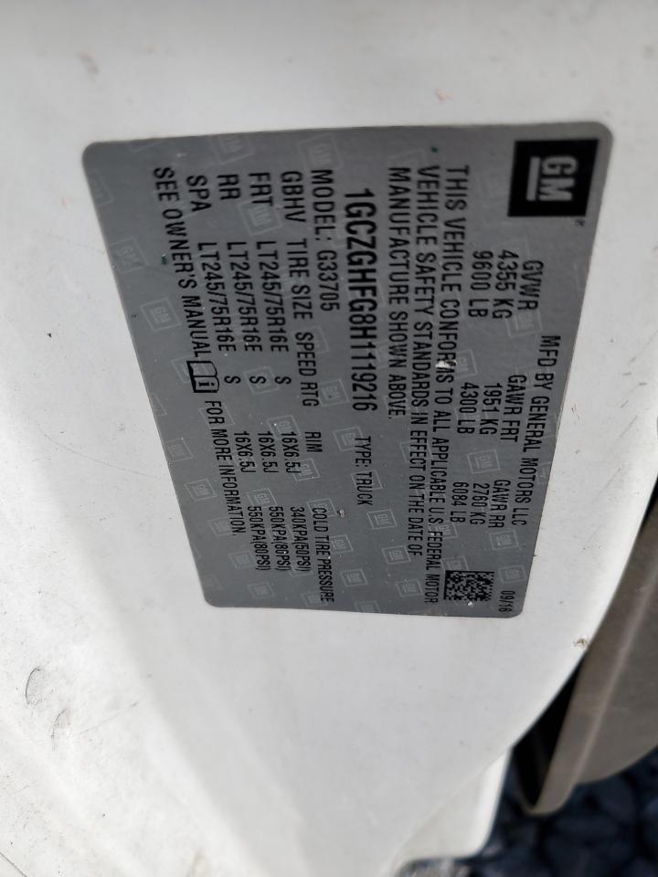 2017 Chevrolet Express G3500 VIN: 1GCZGHFG8H1119216 Lot: 65612595