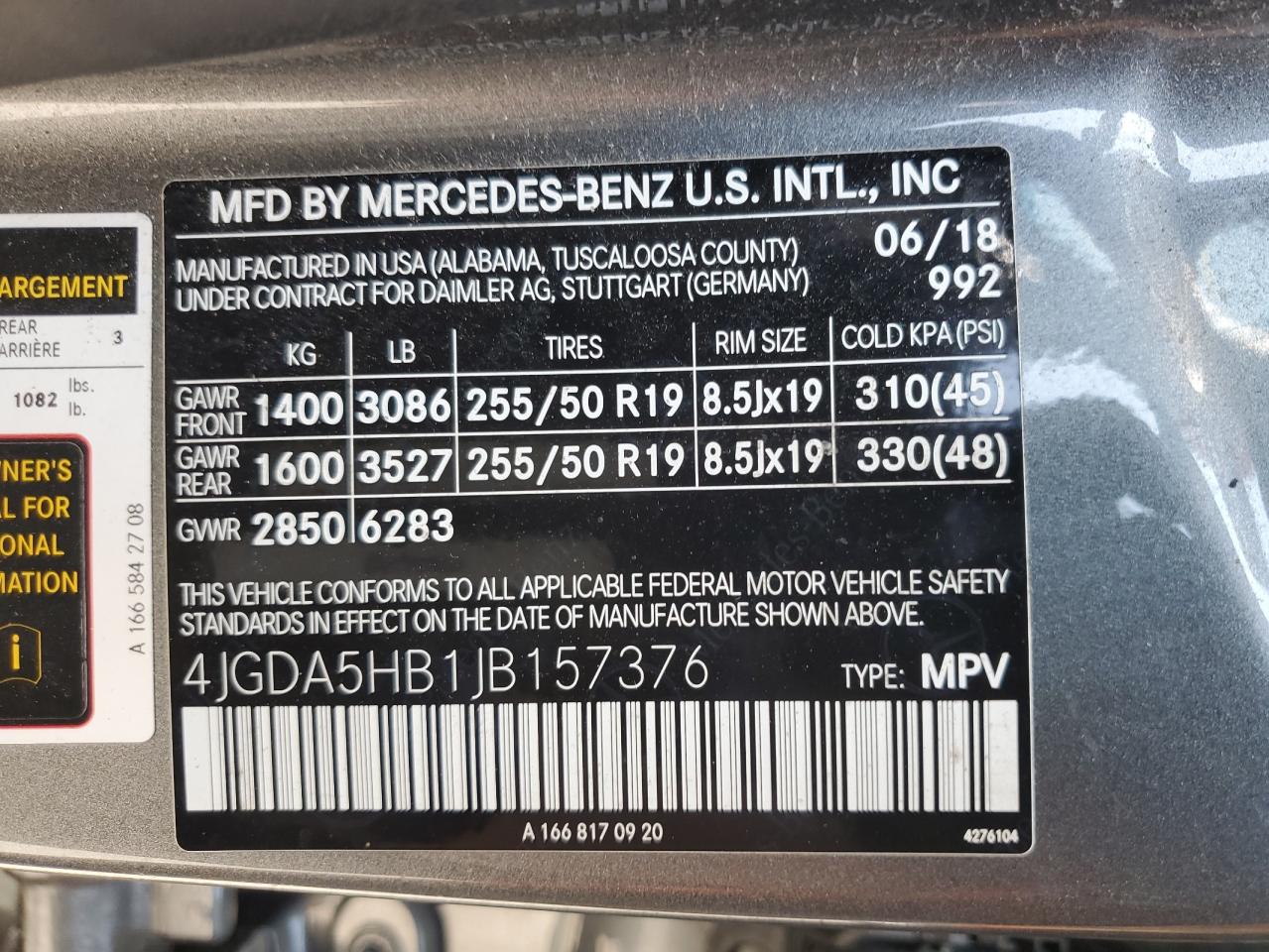 4jgda5hb1jb157376 4JGDA5HB1JB157376 2018 Mercedes-Benz Gle 350 4Matic