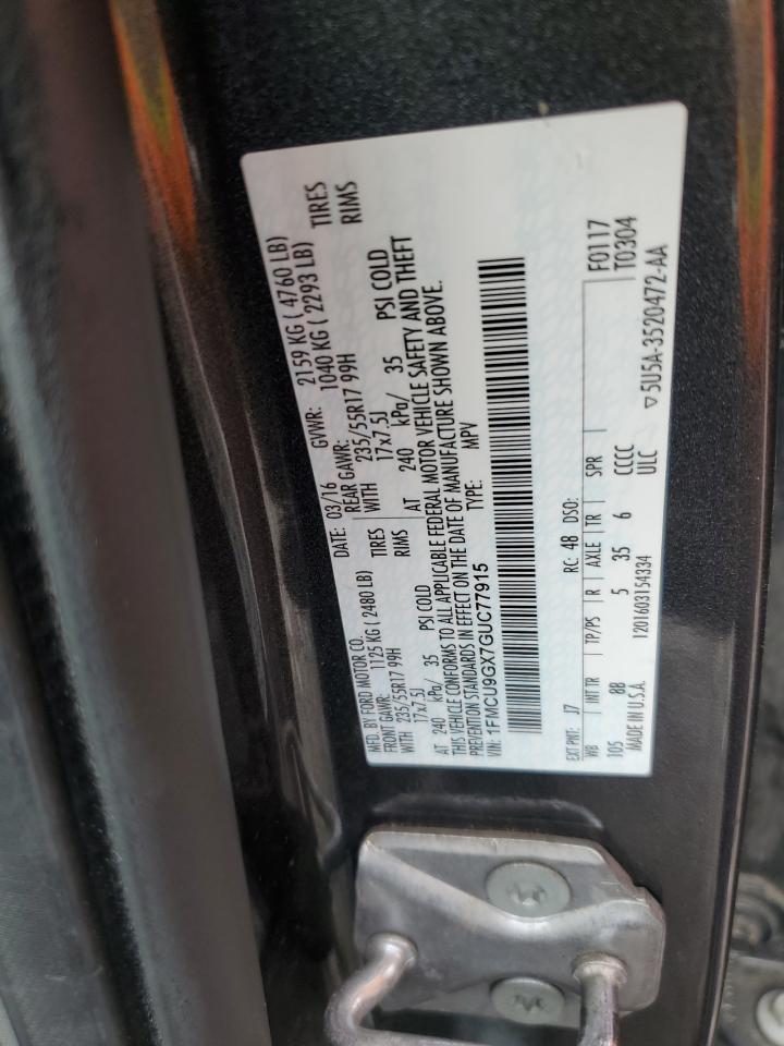 2016 Ford Escape Se VIN: 1FMCU9GX7GUC77915 Lot: 63032485