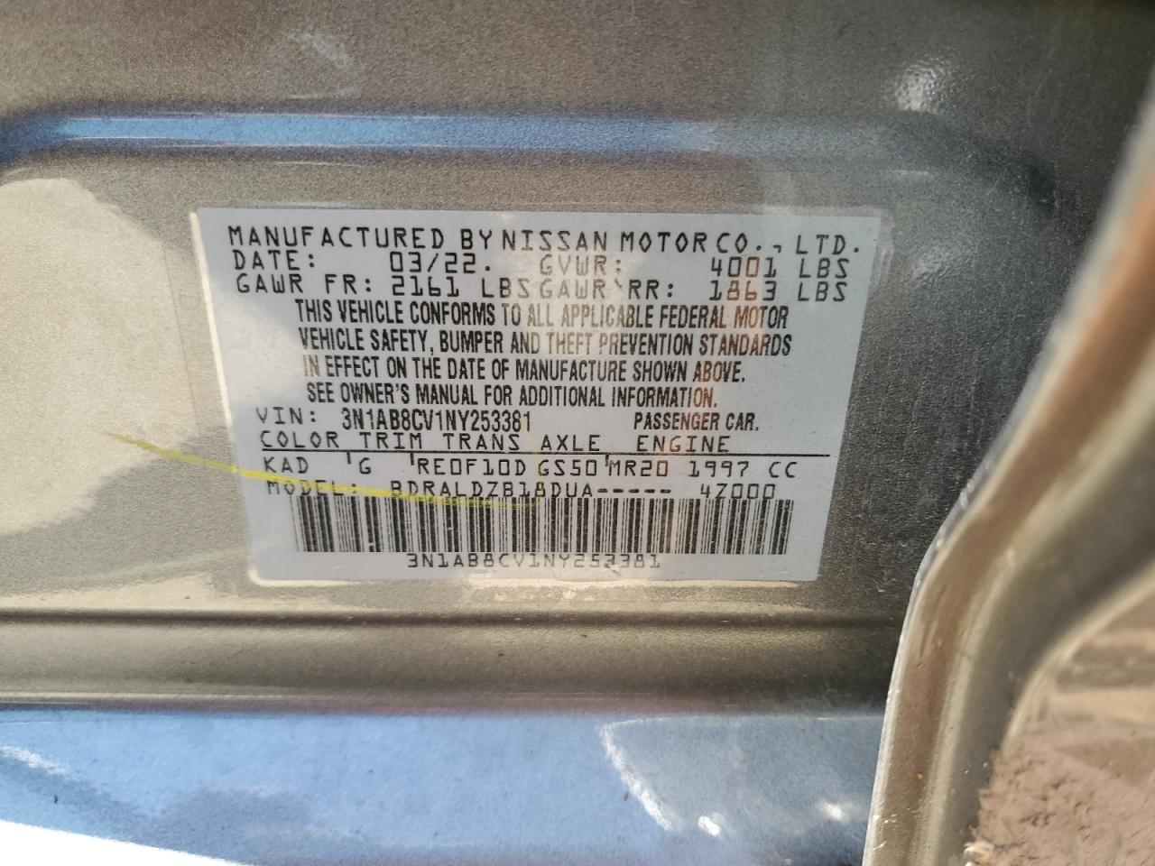 2022 Nissan Sentra Sv VIN: 3N1AB8CV1NY253381 Lot: 63559235