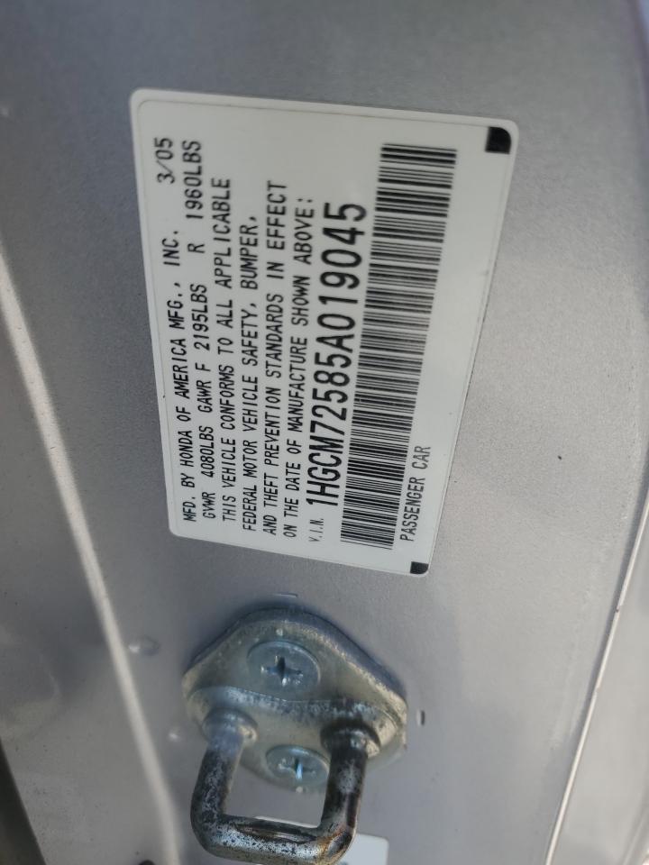 2005 Honda Accord Lx VIN: 1HGCM72585A019045 Lot: 64547205