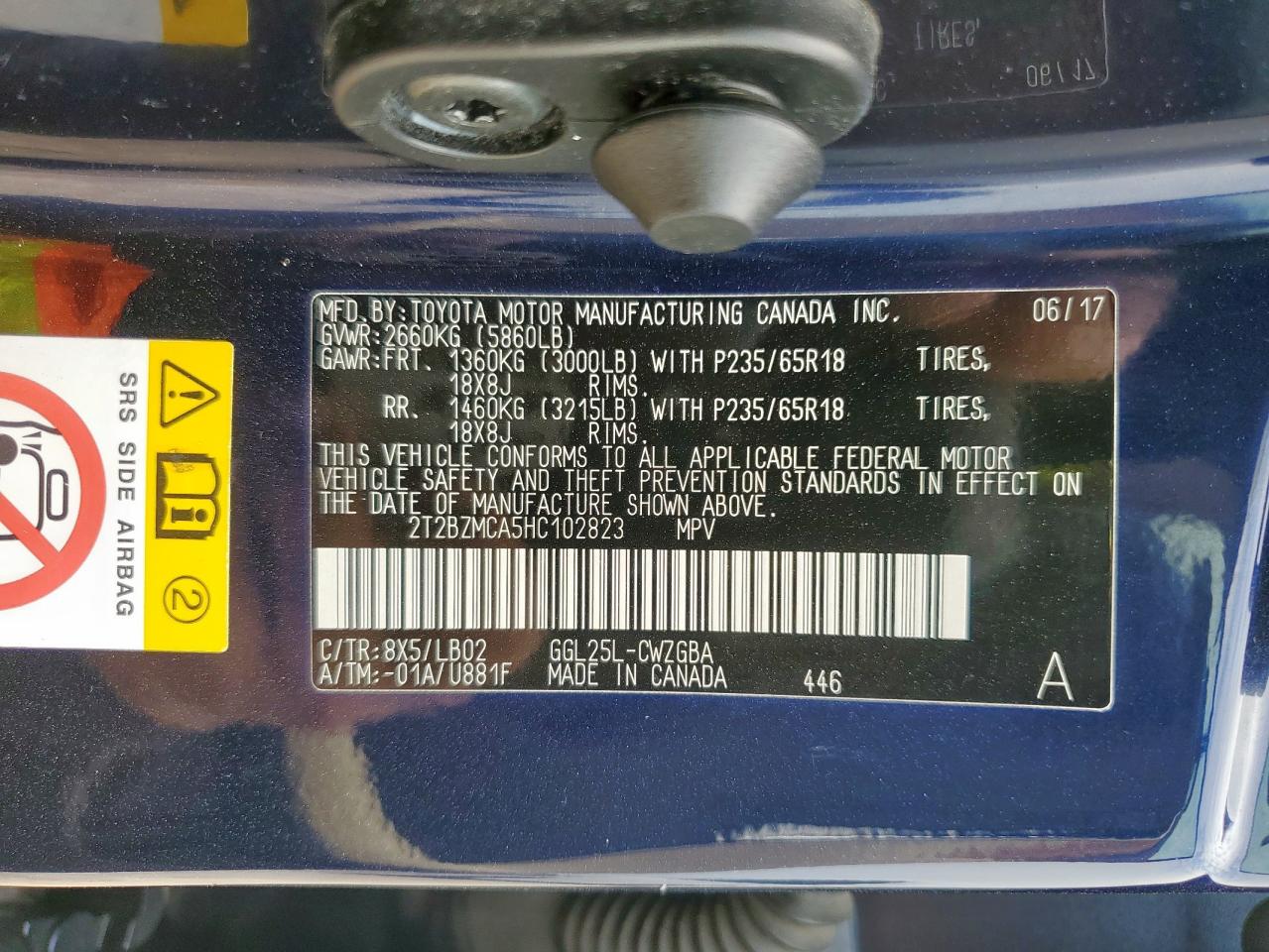 2017 Lexus Rx 350 Base VIN: 2T2BZMCA5HC102823 Lot: 65508915