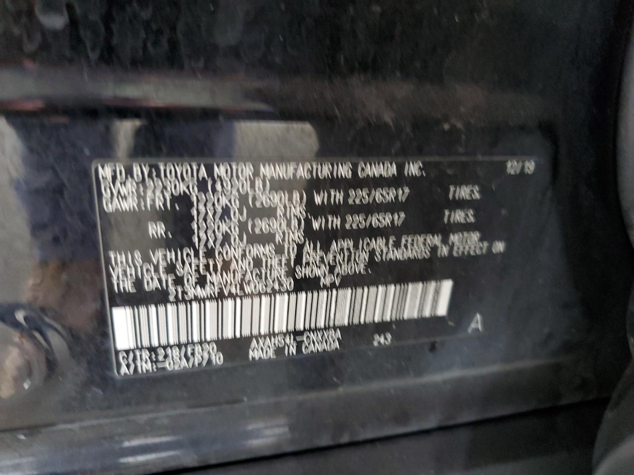 2020 Toyota Rav4 Le VIN: 2T3MWRFV4LW062430 Lot: 64516945
