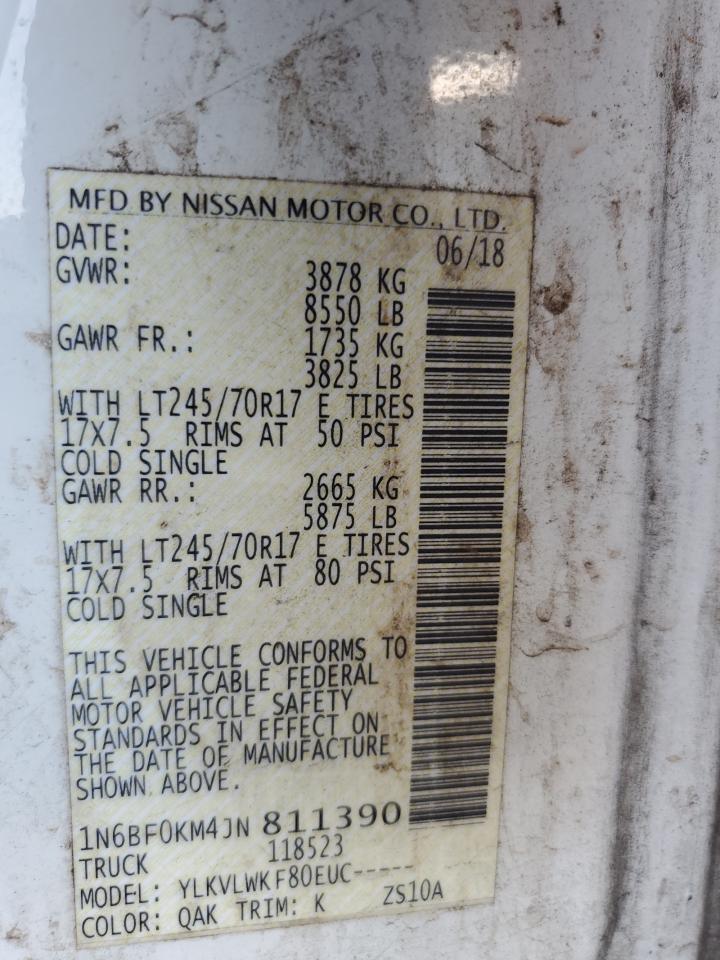 1n6bf0km4jn811390 1N6BF0KM4JN811390 2018 Nissan Nv 1500 S