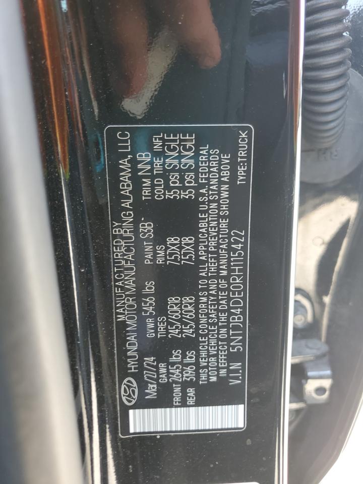 2024 Hyundai Santa Cruz Sel VIN: 5NTJB4DE0RH115422 Lot: 65444575