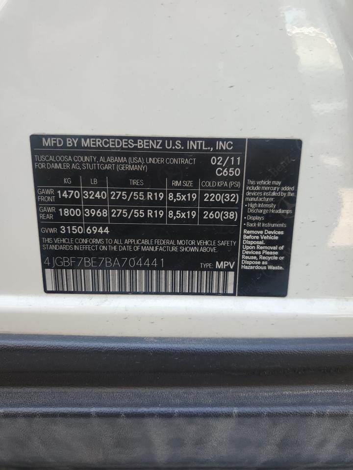 2011 Mercedes-Benz Gl 450 4Matic VIN: 4JGBF7BE7BA704441 Lot: 63827035
