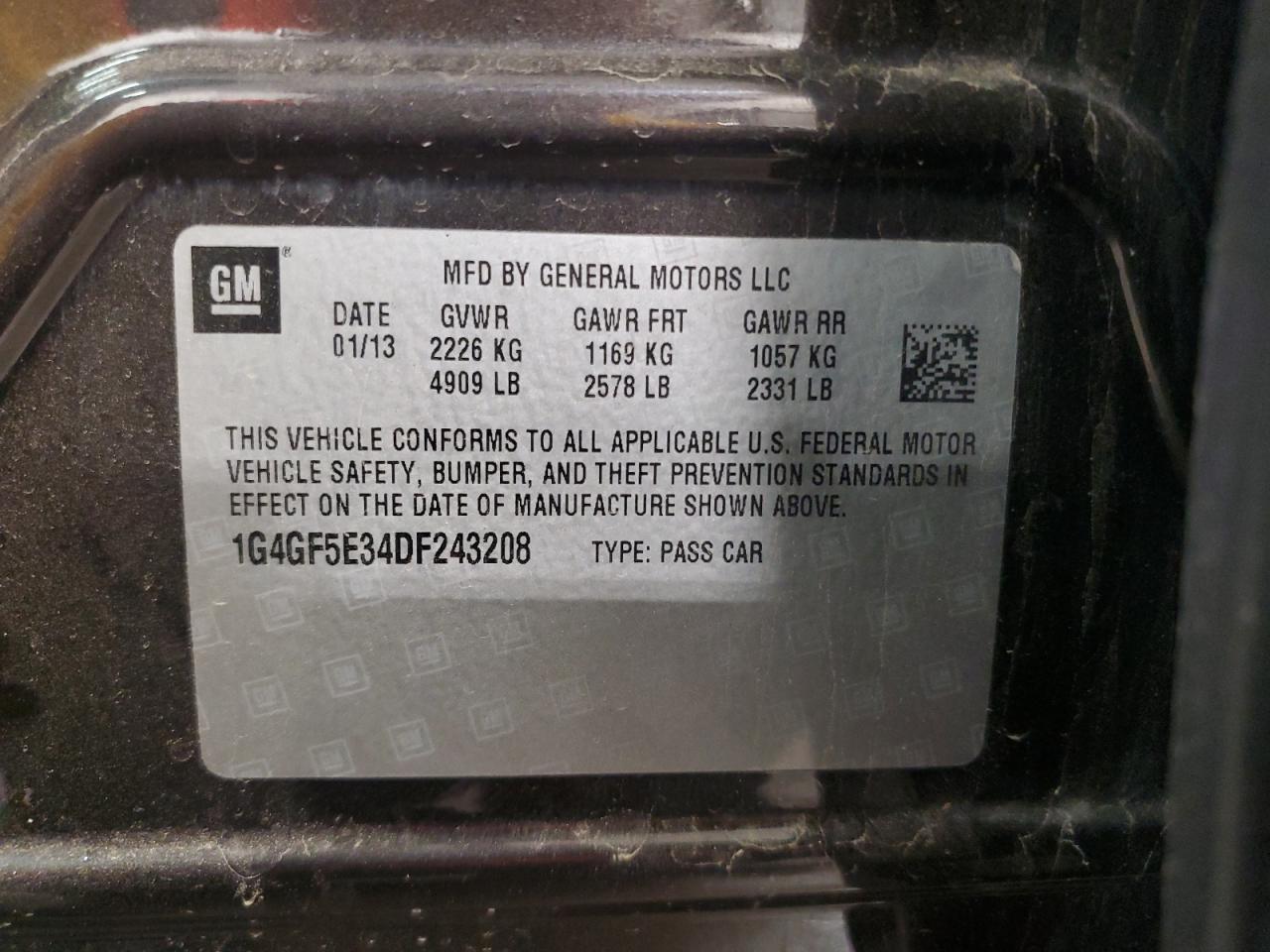 2013 Buick Lacrosse Premium VIN: 1G4GF5E34DF243208 Lot: 66579495