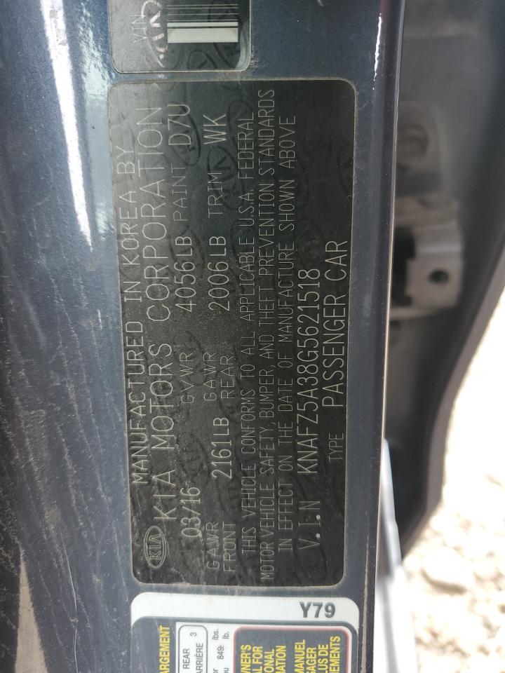 2016 Kia Forte Sx VIN: KNAFZ5A38G5621518 Lot: 64631785