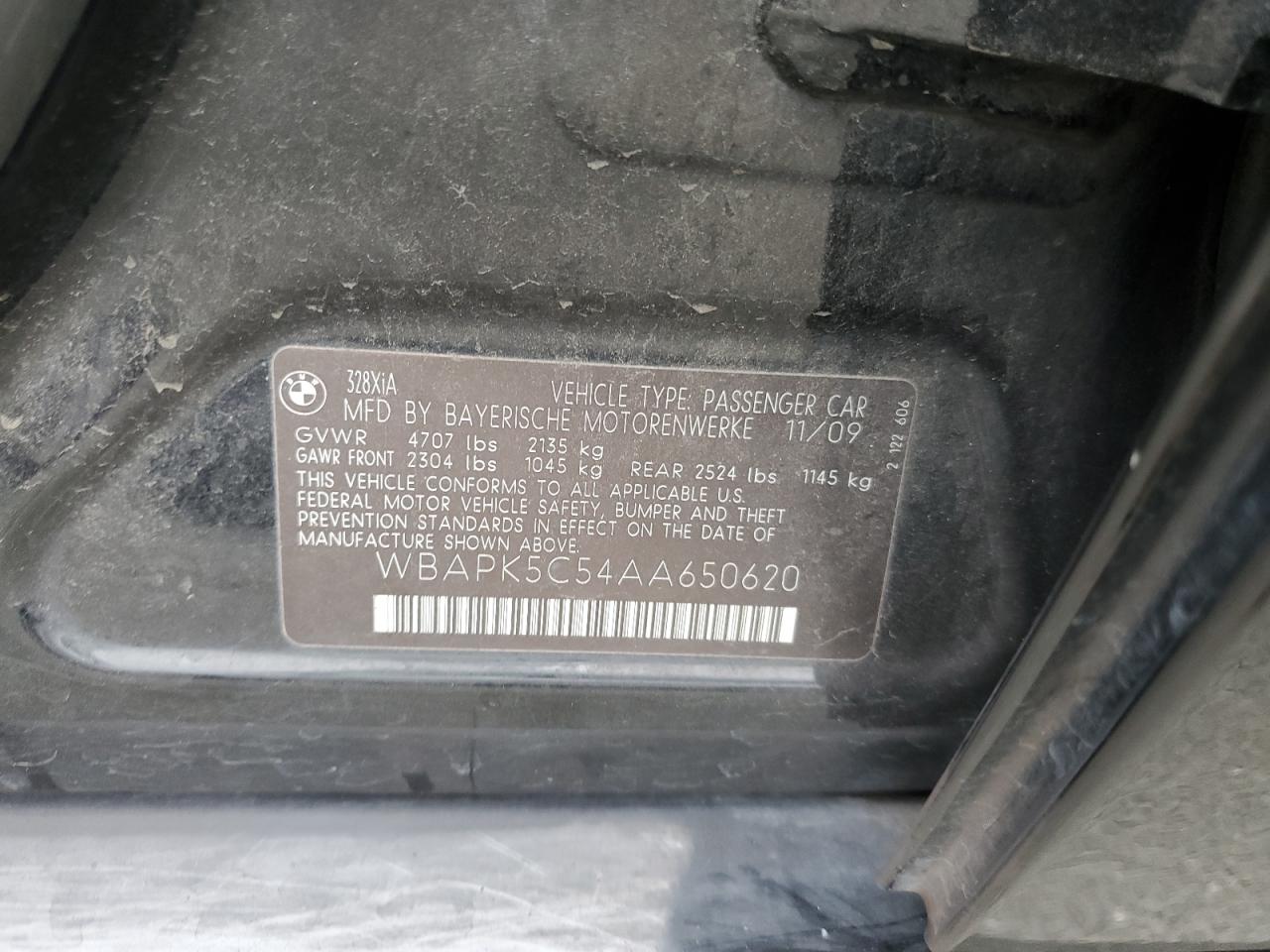 2010 BMW 328 Xi Sulev VIN: WBAPK5C54AA650620 Lot: 65646675