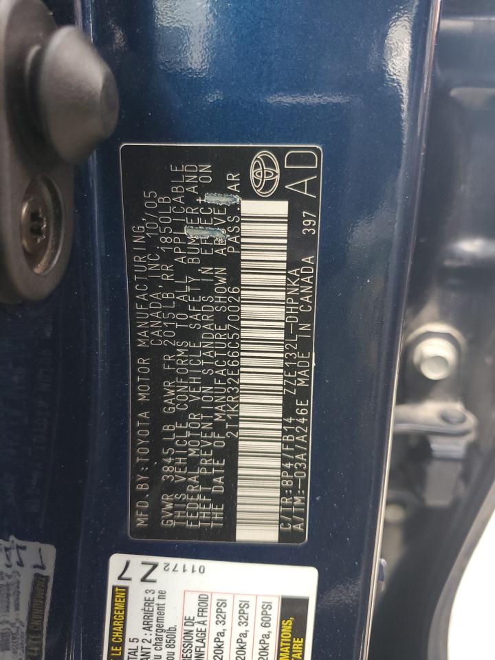 2006 Toyota Corolla Matrix Xr VIN: 2T1KR32E66C570026 Lot: 65797375