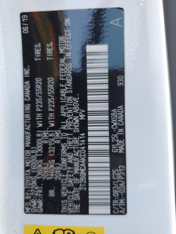 2019 Lexus Rx 450H Base VIN: 2T2BGMCA4KC041414 Lot: 63660145