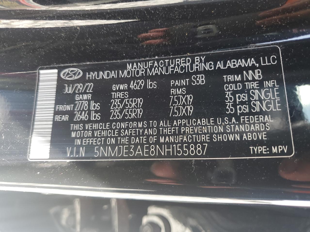 5nmje3ae8nh155887 5NMJE3AE8NH155887 2022 Hyundai Tucson Limited