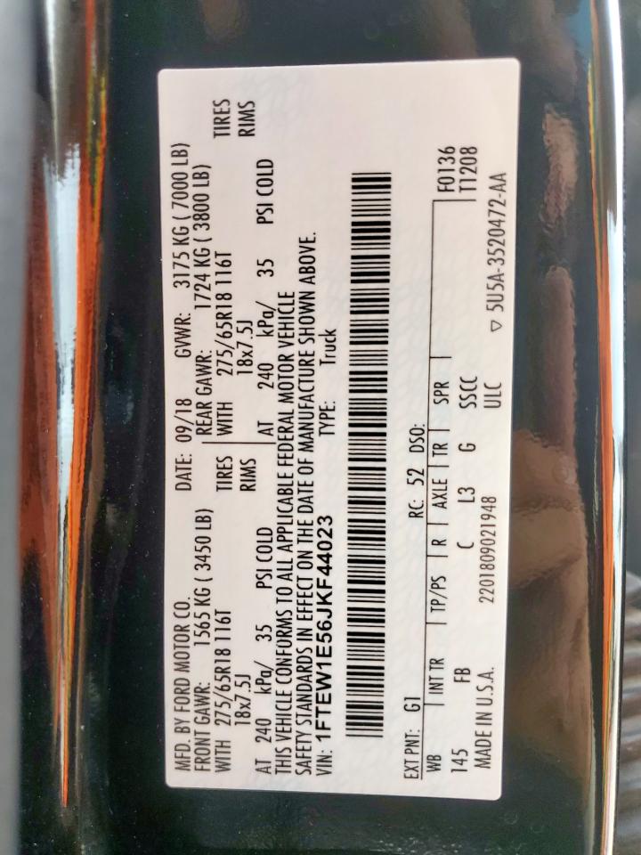 2018 Ford F150 Supercrew VIN: 1FTEW1E56JKF44023 Lot: 64311425