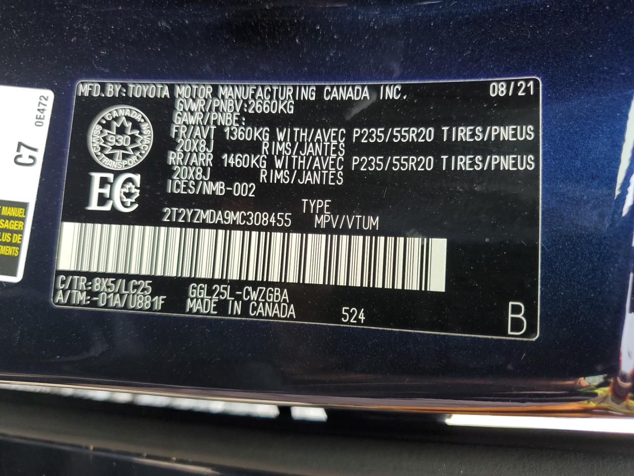2021 Lexus Rx 350 F Sport VIN: 2T2YZMDA9MC308455 Lot: 62895565