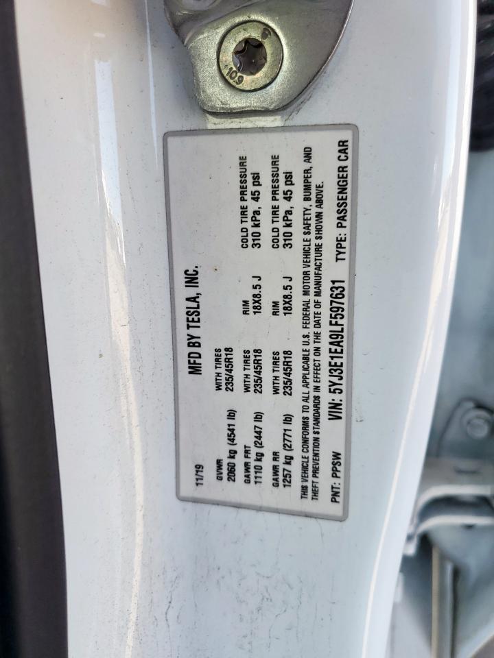 5YJ3E1EA9LF597631 2020 Tesla Model 3